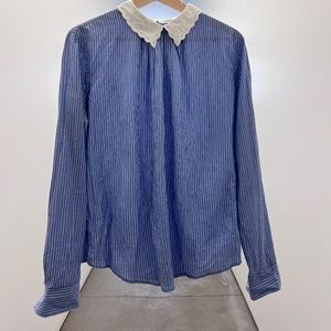 blue and white striped shirt